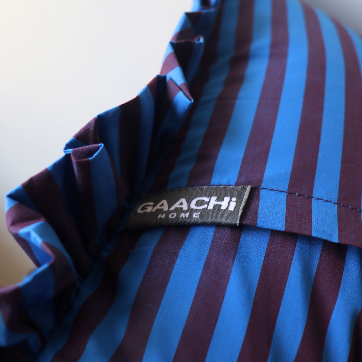 Striped Ruffle Cushion Cover - Blue Purple