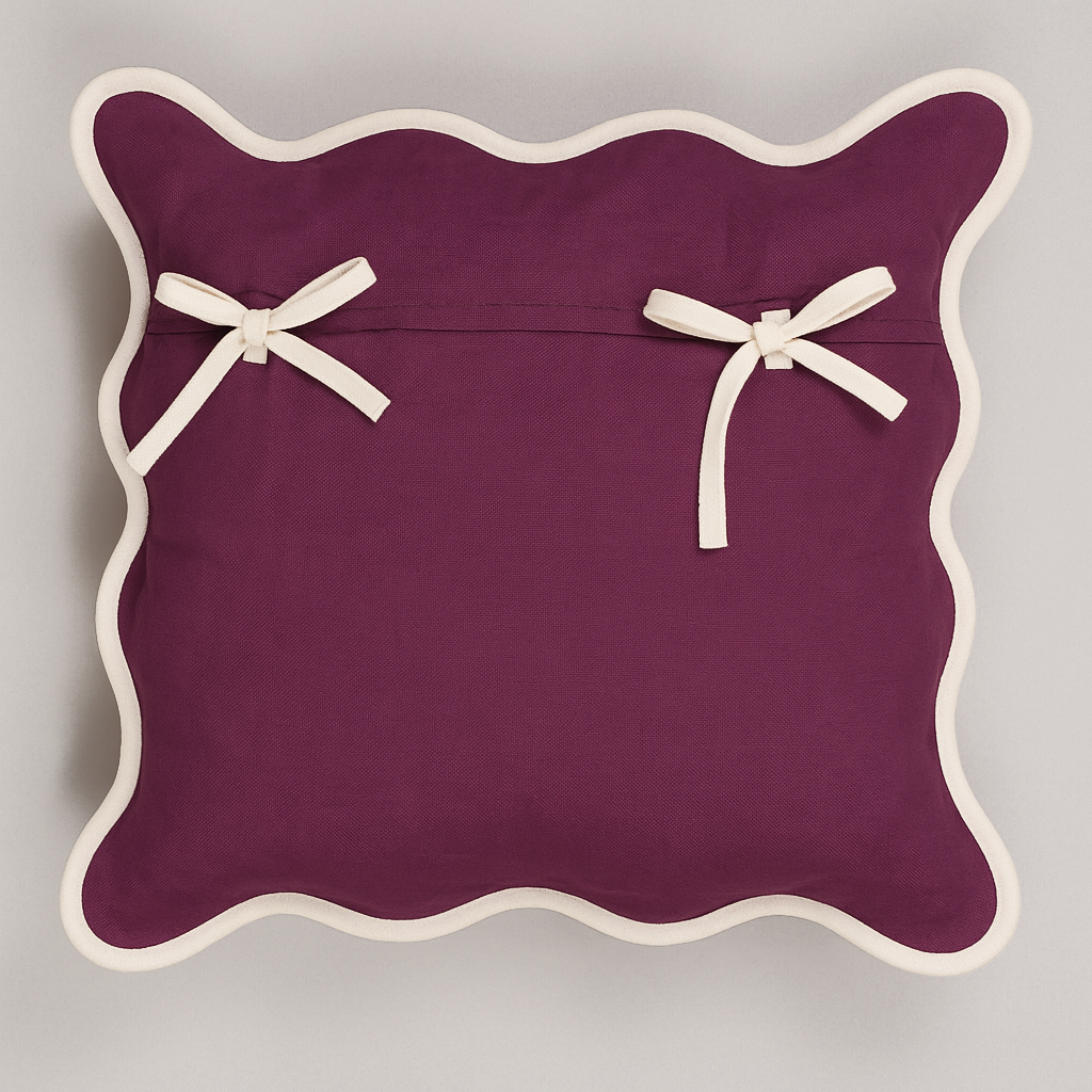 Squiggle Cushion Cover - Purple and Ivory