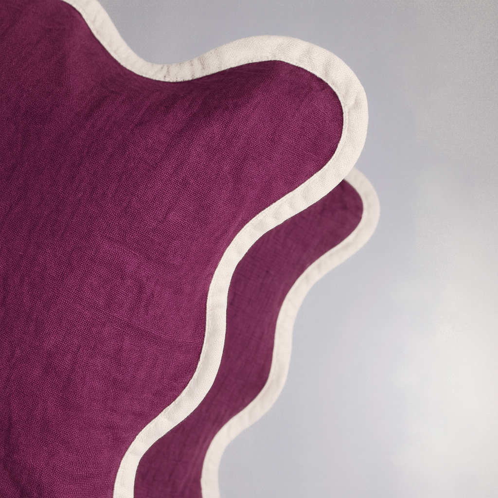 Squiggle Cushion Cover - Purple and Ivory