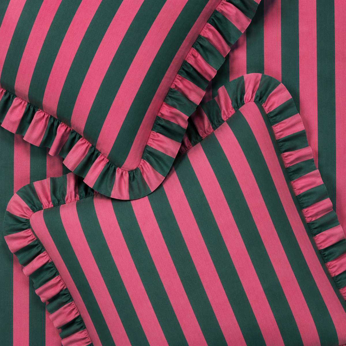 Striped Ruffle Cushion Cover - Rosepine