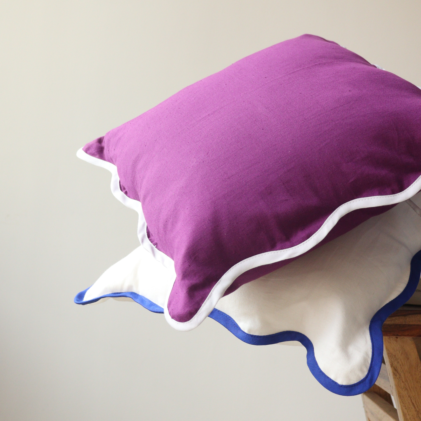 Squiggle Cushion Cover - Blue and Ivory