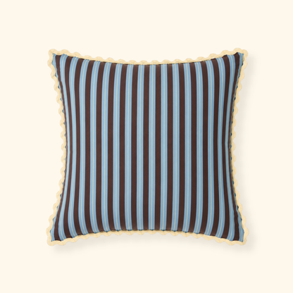 Soft Striped Cushion Cover - Blue and Brown