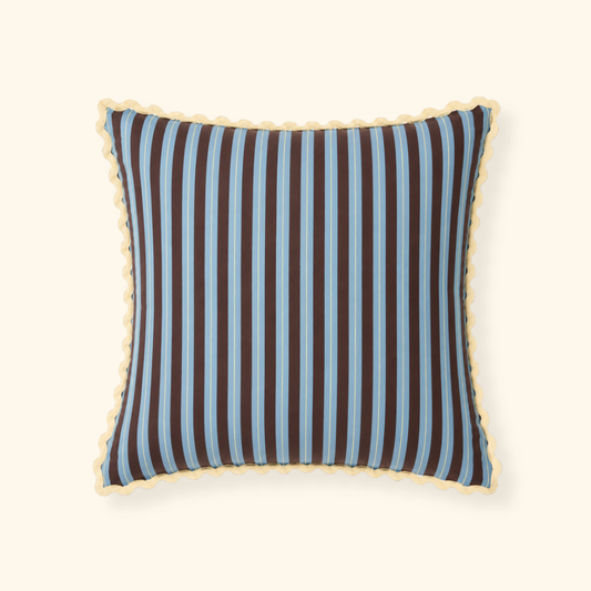 Soft Striped Cushion Cover - Blue and Brown