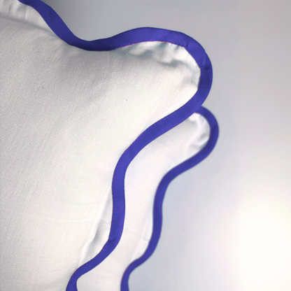 Squiggle Cushion Cover - Blue and Ivory