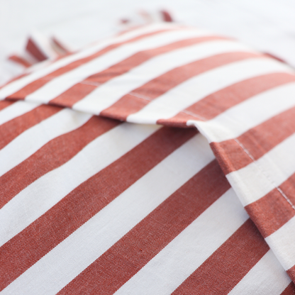 Striped Ruffle Cushion Cover - Brown