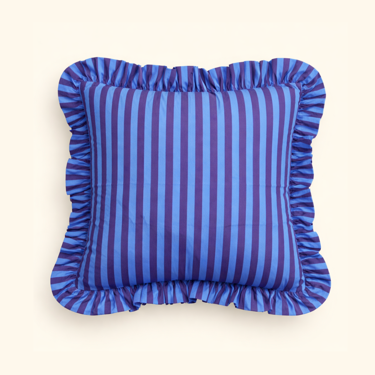 Striped Ruffle Cushion Cover - Blue Purple