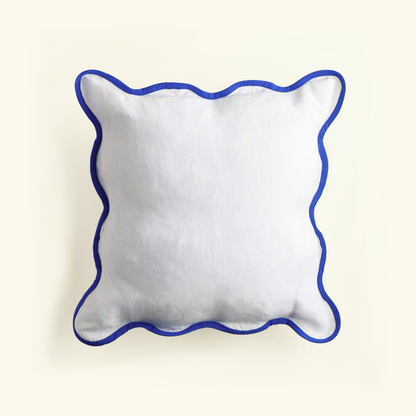 Squiggle Cushion Cover - Blue and Ivory