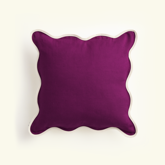 Squiggle Cushion Cover - Purple and Ivory