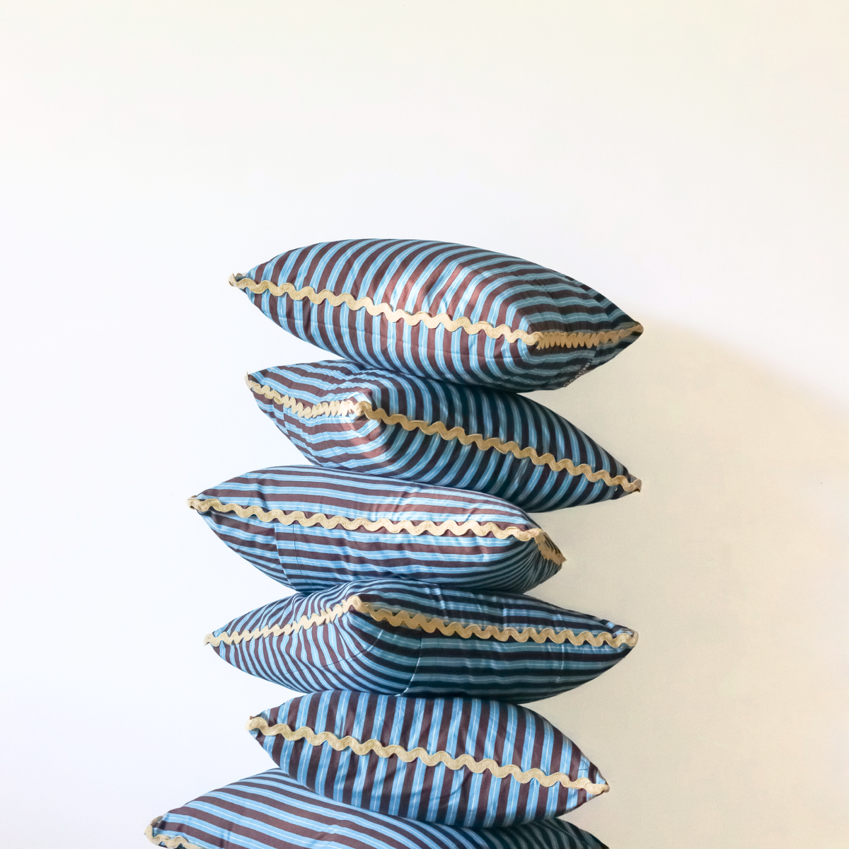 Soft Striped Cushion Cover - Blue and Brown