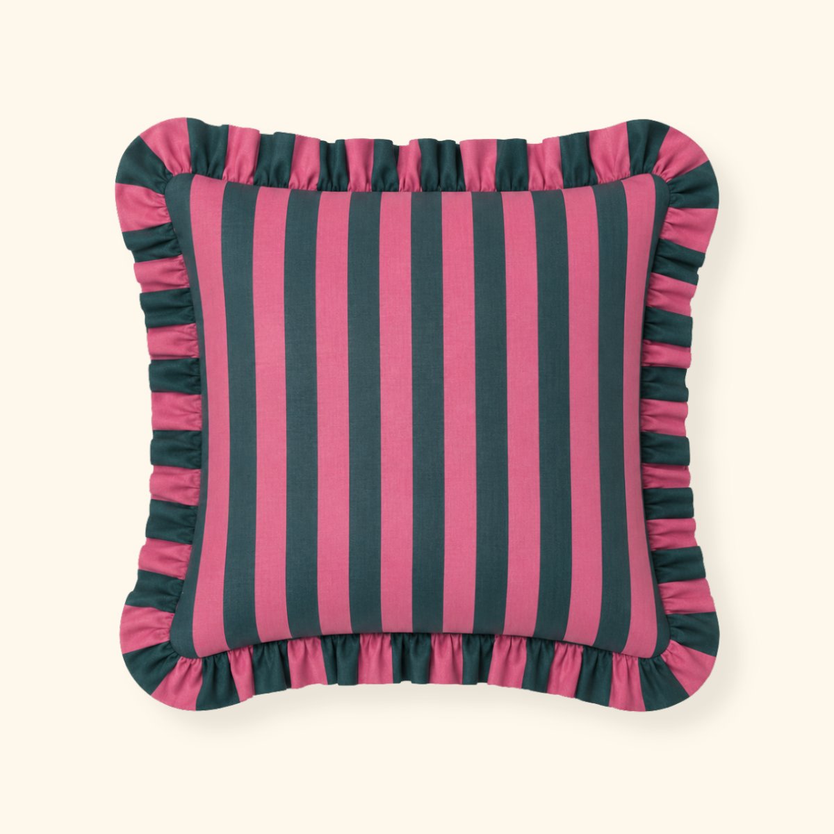 Striped Ruffle Cushion Cover - Rosepine